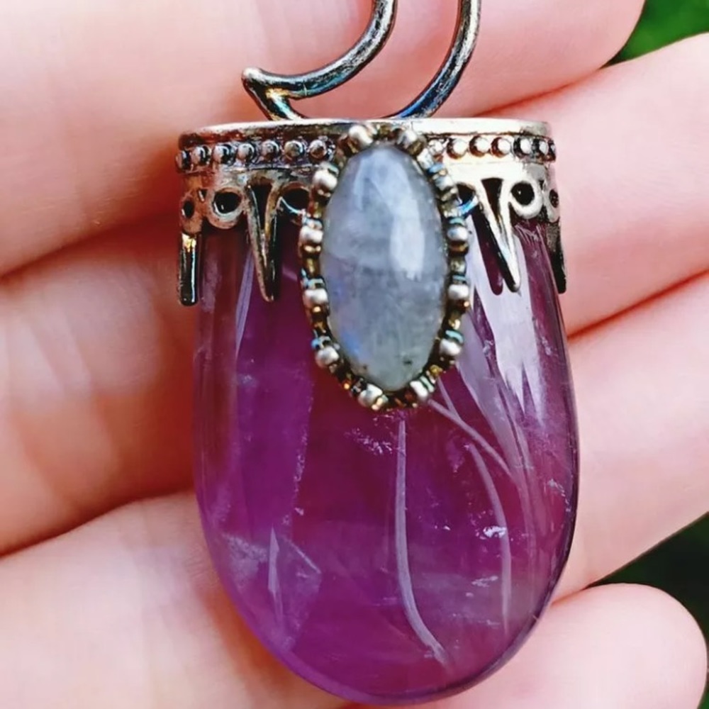 Beautiful Amethyst crescent moon pendant